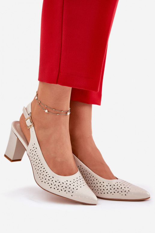 Prelamované sandále Ze Szpiczastymi Noskami s podpätkami Sergio Leone SK163 matka perly