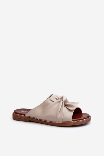 Dámske papuče so širokými podpätkami béžová Nelvira 2