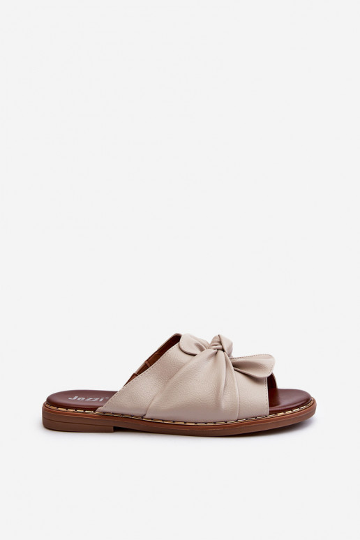 Dámske papuče so širokými podpätkami béžová Nelvira