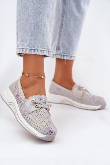 zo semišu topánky Vyrobené z prírodnej kože s platformou Artiker 56C2104 sivá 2