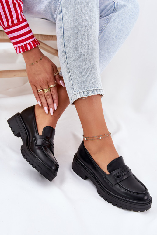 Klasický model dámske mokasíny z eko kože čierna Enticca Klasický model dámske mokasíny z eko kože čierna Enticca