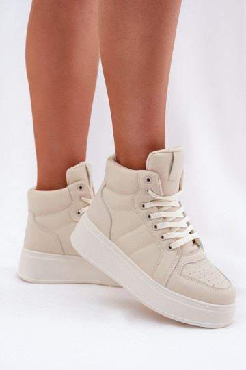Vysoké sneakers modelové topánky pre ženy s platformou pieskovej farby Tillive