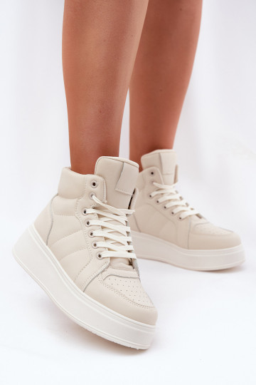 Vysoké sneakers modelové topánky pre ženy s platformou pieskovej farby Tillive 2