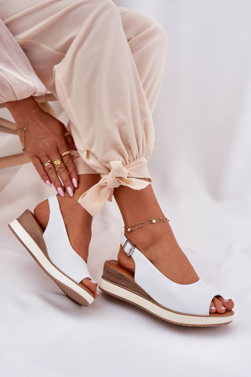 Kožené Sandále na platforme Artiker 56C2317 biela farba Kožené Sandále na platforme Artiker 56C2317 biela farba