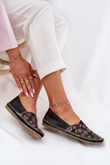 Kožené Vzorované Balerínky Máciejka T1929-71 čierna