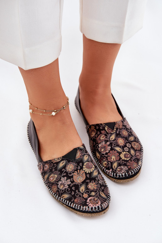 Kožené Vzorované Balerínky Máciejka T1929-71 čierna Kožené Vzorované Balerínky Máciejka T1929-71 čierna