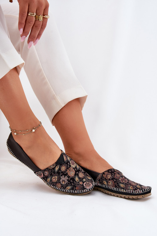 Kožené Vzorované Balerínky Máciejka T1929-71 čierna Kožené Vzorované Balerínky Máciejka T1929-71 čierna