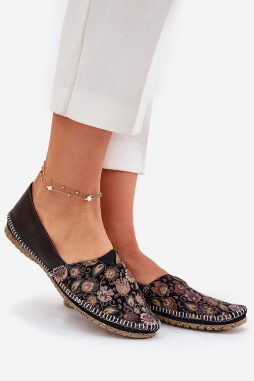 Kožené Vzorované Balerínky Máciejka T1929-71 čierna Kožené Vzorované Balerínky Máciejka T1929-71 čierna