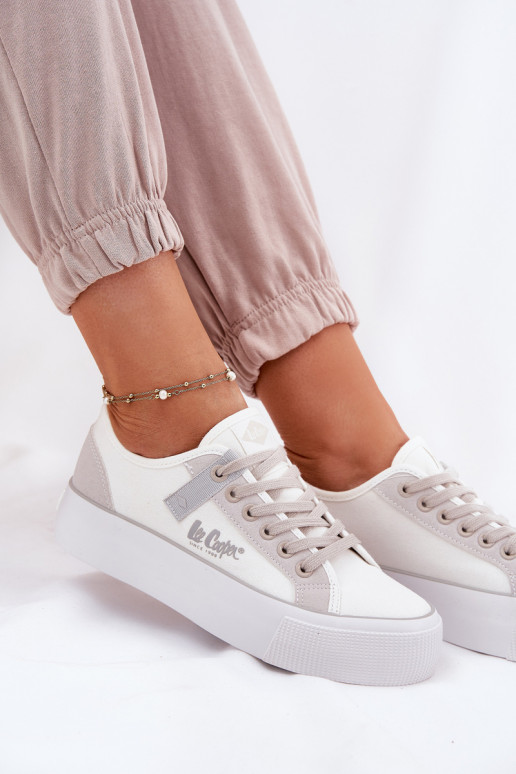 Bežná obuv s platformou Lee Cooper LCIN-25-31-3479L biely-sivá Bežná obuv s platformou Lee Cooper LCIN-25-31-3479L biely-sivá
