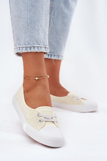 Tenisky Bežná obuv Z Haftem Lee Cooper LCIN-25-31-3445L béžová