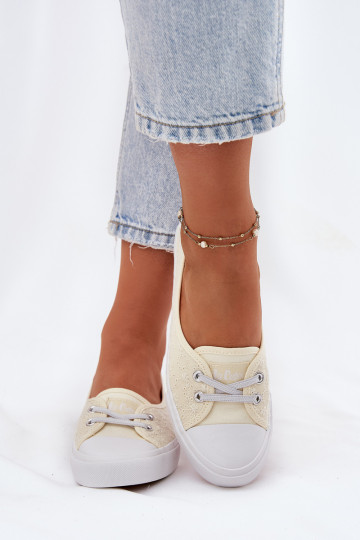 Tenisky Bežná obuv Z Haftem Lee Cooper LCIN-25-31-3445L béžová 2