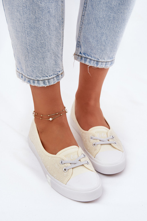 Tenisky Bežná obuv Z Haftem Lee Cooper LCIN-25-31-3445L béžová