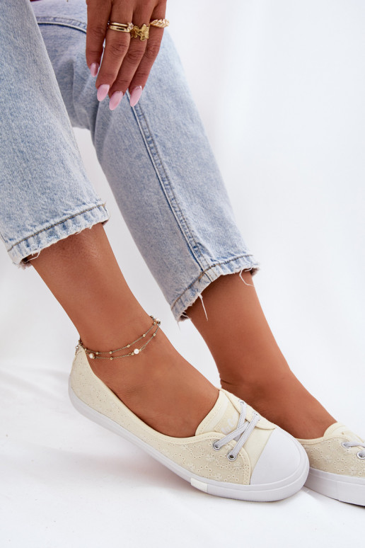 Tenisky Bežná obuv Z Haftem Lee Cooper LCIN-25-31-3445L béžová