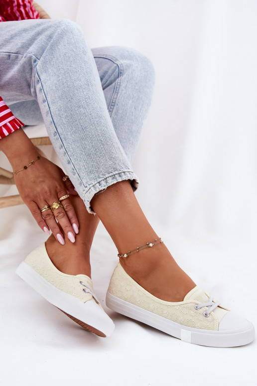 Tenisky Bežná obuv Z Haftem Lee Cooper LCIN-25-31-3445L béžová