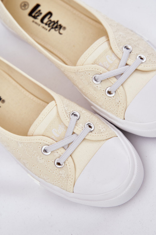 Tenisky Bežná obuv Z Haftem Lee Cooper LCIN-25-31-3445L béžová
