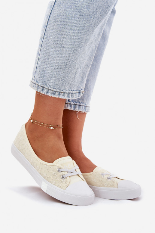 Tenisky Bežná obuv Z Haftem Lee Cooper LCIN-25-31-3445L béžová