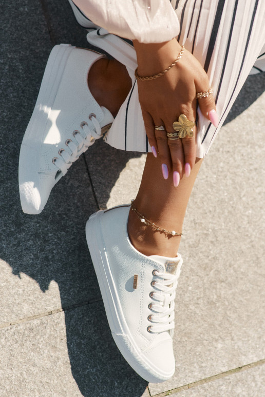 Mäkké biele voľnočasové topánky z umelej kože Big Star RR274748 Mäkké biele voľnočasové topánky z umelej kože Big Star RR274748