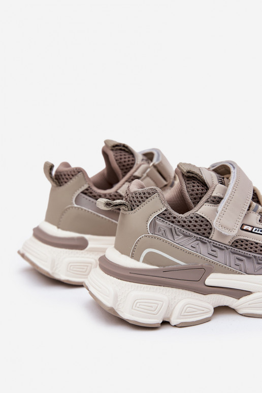 Tenisky model obuvi topánky Detské tenisky s lepiacimi spojkami khaki farby Ronivelle