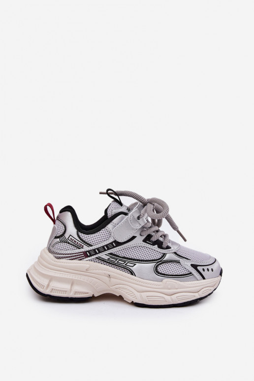 Tenisky model obuvi deti Zapnuté hrubej podrážke strieborná farba Xairana