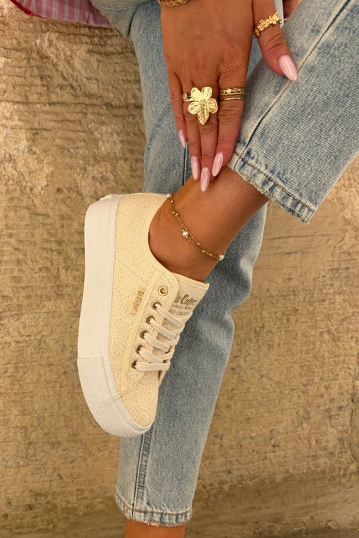 Bežná obuv s čipkou Lee Cooper LCIN-25-31-3440L béžová Bežná obuv s čipkou Lee Cooper LCIN-25-31-3440L béžová