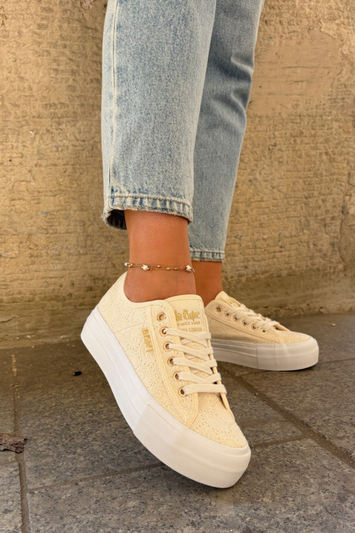 Bežná obuv s čipkou Lee Cooper LCIN-25-31-3440L béžová Bežná obuv s čipkou Lee Cooper LCIN-25-31-3440L béžová