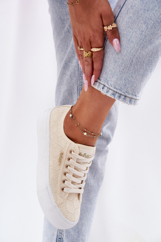 Bežná obuv s čipkou Lee Cooper LCIN-25-31-3440L béžová Bežná obuv s čipkou Lee Cooper LCIN-25-31-3440L béžová