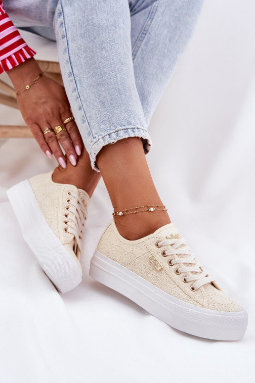 Bežná obuv s čipkou Lee Cooper LCIN-25-31-3440L béžová Bežná obuv s čipkou Lee Cooper LCIN-25-31-3440L béžová