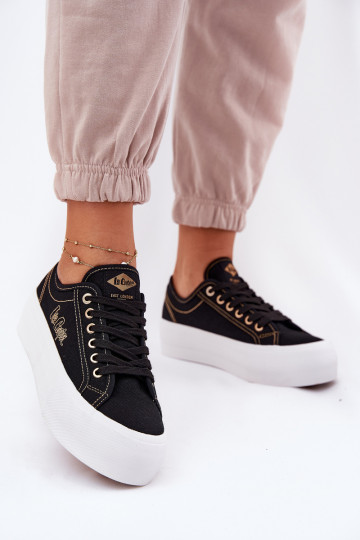 Textilné tenisky s platformou Lee Cooper LCIN-25-31-3431L čierna 2