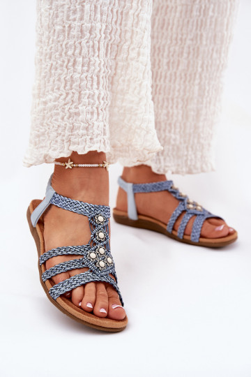 sandále Žena rovná sa Z Plecionymi Paskami Artiker 56C1325 Modrá