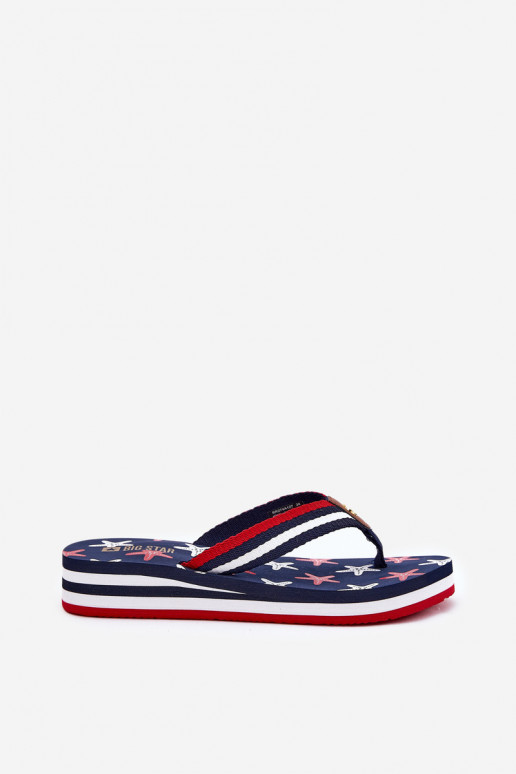 Papuče Plážové šľapky Dámske Zapnuté INedge Big Star RR274A127 tmavomodrá