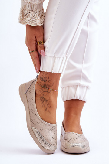 Kožené Dámske Prelamované balerínky béžová Lucy