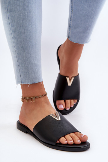 Dámske papuče Eko Kožené so širokými podpätkami čierna Máliha