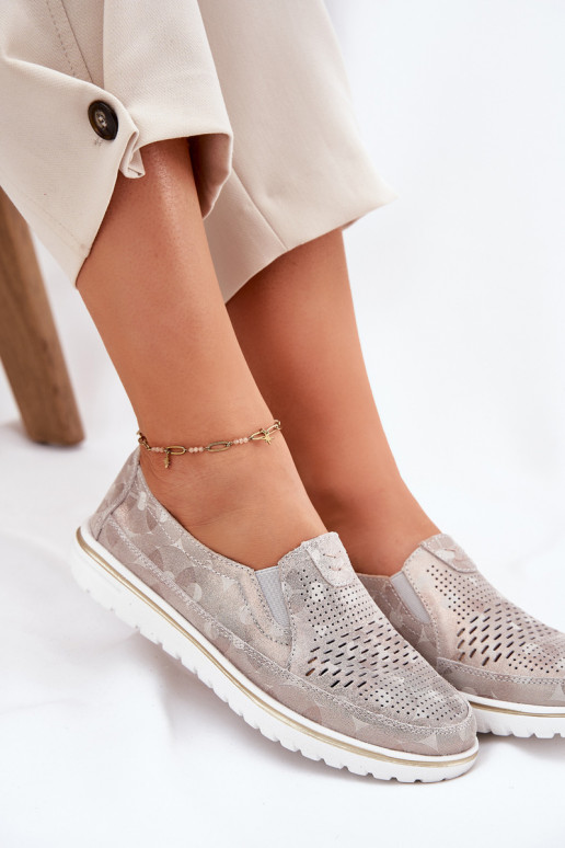 vyrobené zo semišových topánok nápadného modelu v béžovo-zlatej farbe Inez vyrobené zo semišových topánok nápadného modelu v béžovo-zlatej farbe Inez