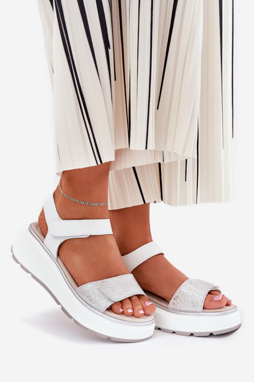 Dámske sandále Dámske Platformie I Koturnie s lepiacimi spojkami S.Barski LR51-543 strieborná farba Dámske sandále Dámske Platformie I Koturnie s lepiacimi spojkami S.Barski LR51-543 strieborná farba