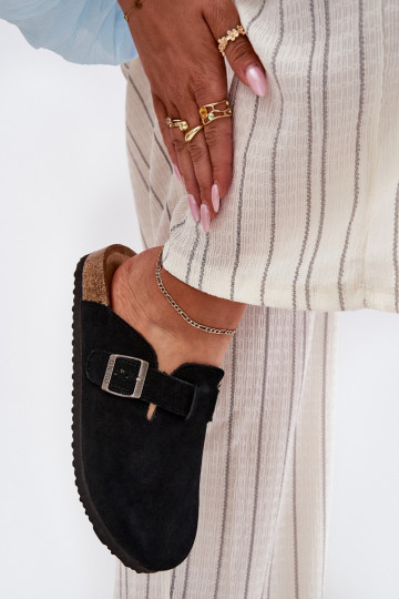 semišové papuče Dreváky Dámske s prackami Big Star RR274A384 čierna 2