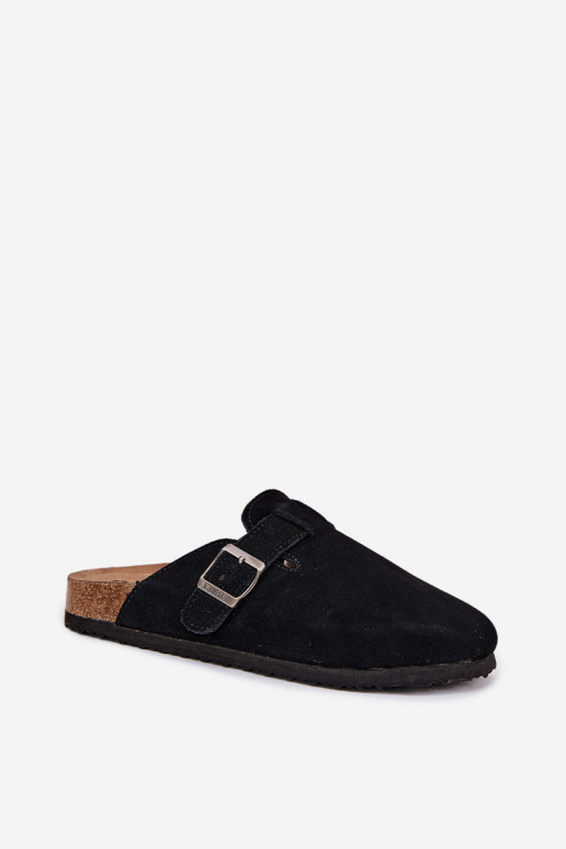 semišové papuče Dreváky Dámske s prackami Big Star RR274A384 čierna