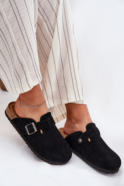 semišové papuče Dreváky Dámske s prackami Big Star RR274A384 čierna