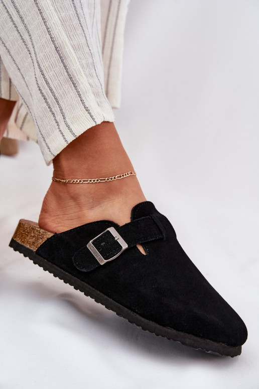 semišové papuče Dreváky Dámske s prackami Big Star RR274A384 čierna
