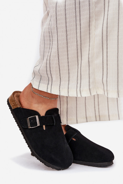 semišové papuče Dreváky Dámske s prackami Big Star RR274A384 čierna