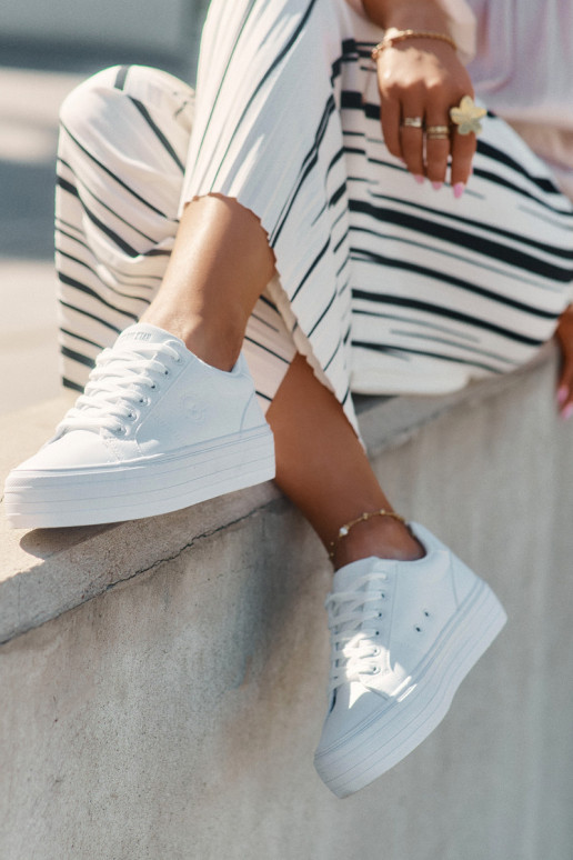 Eko Kožené Bežná obuv s platformou Big Star RR274298 biela farba Eko Kožené Bežná obuv s platformou Big Star RR274298 biela farba