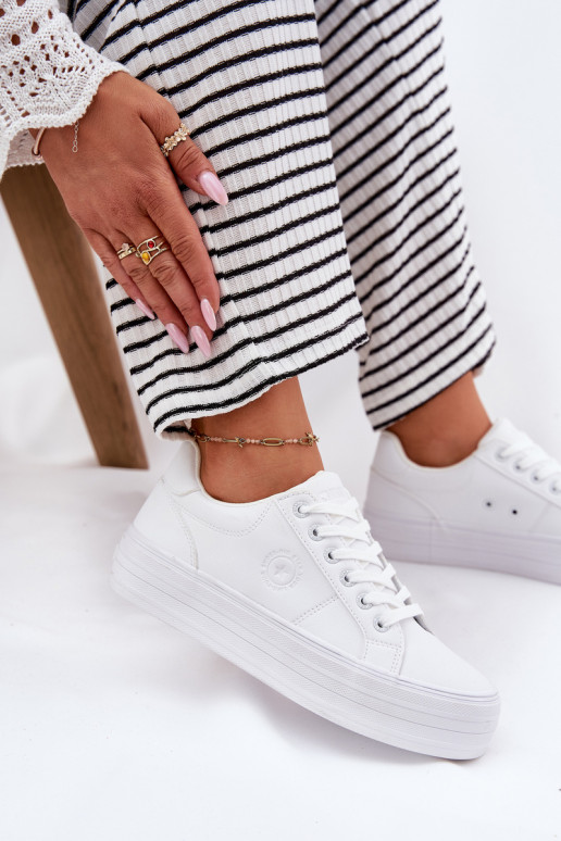 Eko Kožené Bežná obuv s platformou Big Star RR274298 biela farba Eko Kožené Bežná obuv s platformou Big Star RR274298 biela farba