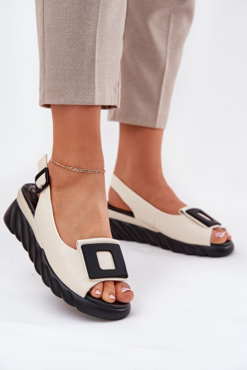 Dámske sandále Dámske Zapnuté INedge s Dekoráciou Artiker 56C1570 béžová