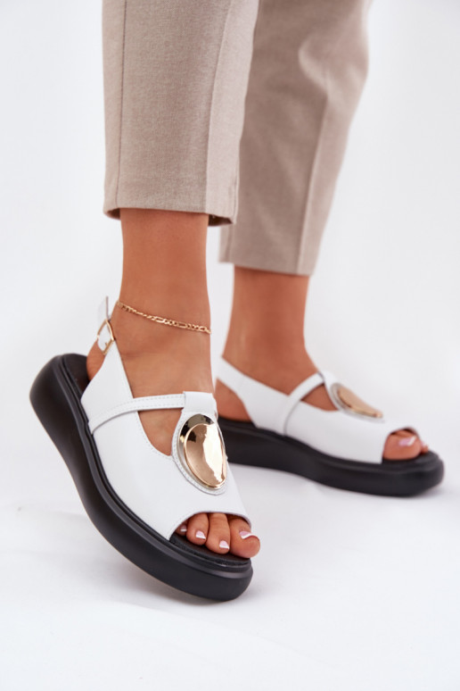 Kožené Elegantný štýl Dámske sandále S.Barski GR51-603 biela farba