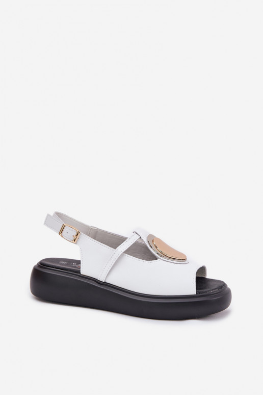 Kožené Elegantný štýl Dámske sandále S.Barski GR51-603 biela farba