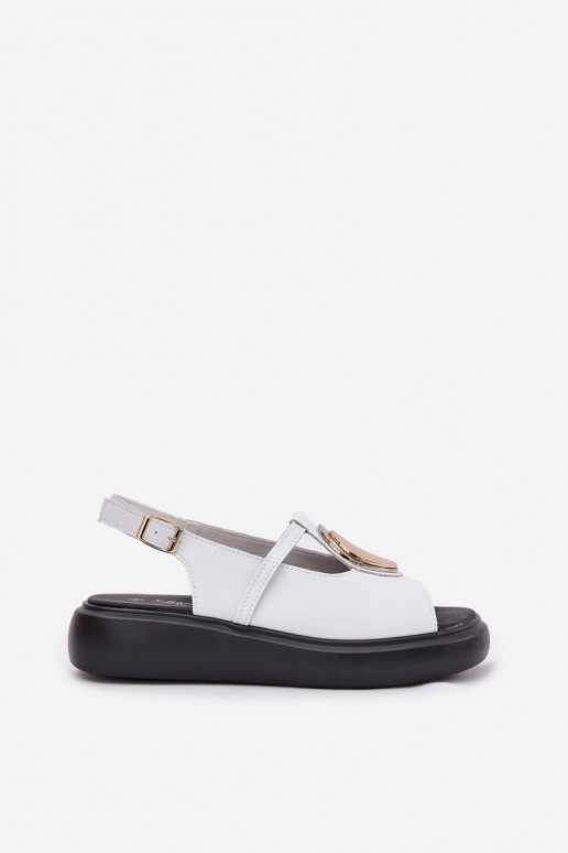 Kožené Elegantný štýl Dámske sandále S.Barski GR51-603 biela farba