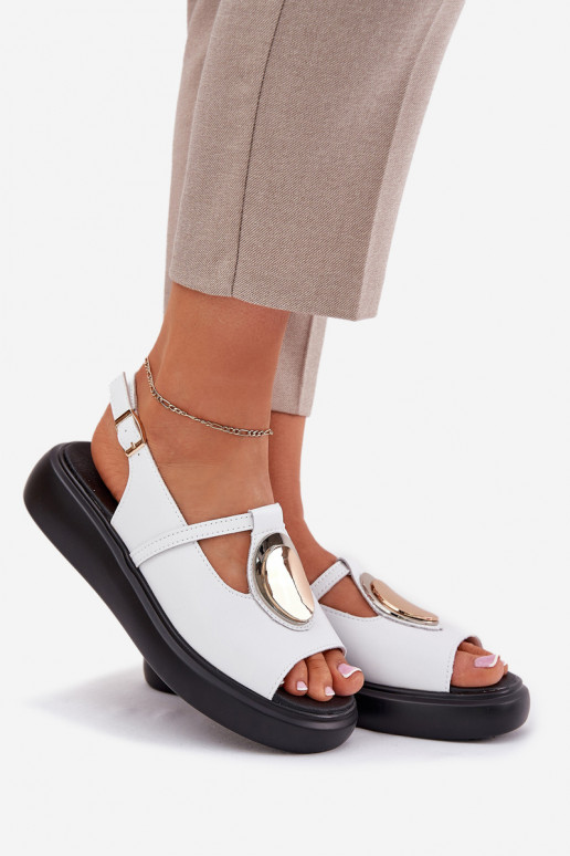 Kožené Elegantný štýl Dámske sandále S.Barski GR51-603 biela farba