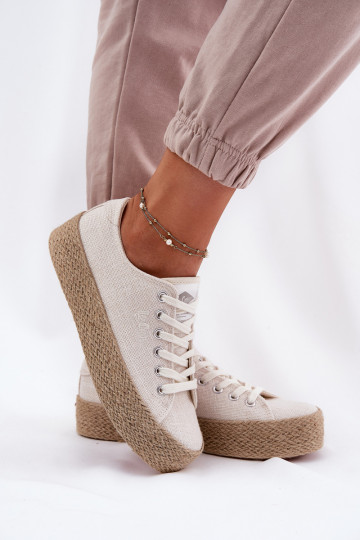 Bežná obuv s platformou S vrkočom Lee Cooper LCIN-25-02-3284 slonovina 2