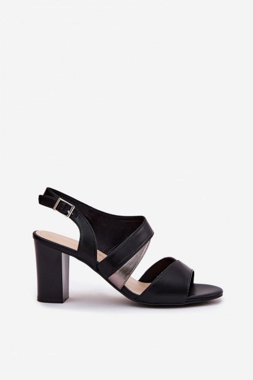 Dámske sandále na vysokom opätku Sergio Leone SK866 čierna