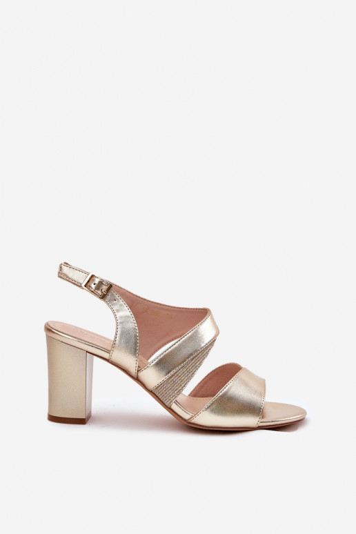 Dámske sandále na vysokom opätku Sergio Leone SK866 zlatej farby