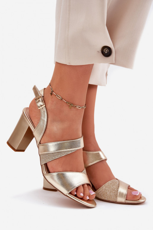Dámske sandále na vysokom opätku Sergio Leone SK866 zlatej farby